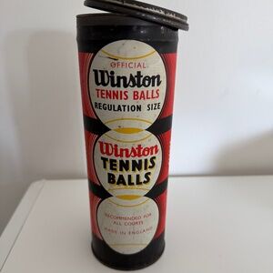 RARE, vintage WINSTON TENNIS BALLS CAN ~ Made in England 1960s